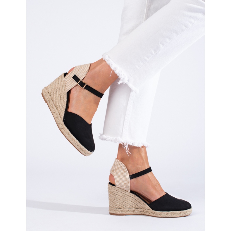 Espadrilles noires compensées Shelovet femme 1