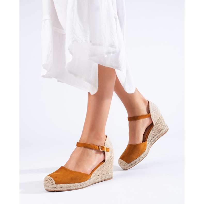 Espadrilles compensées camel Shelovet, femmes brun 1