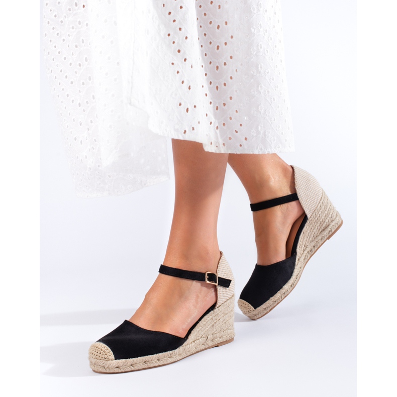 Espadrilles compensées noires Shelovet, femmes 1