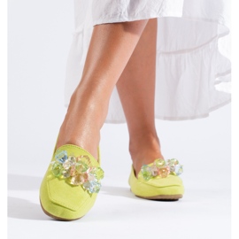 Mocassins en daim vert avec cristaux Shelovet 2