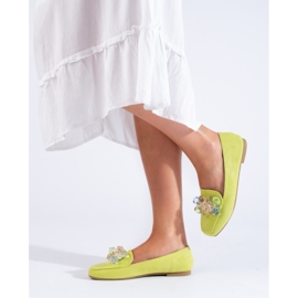 Mocassins en daim vert avec cristaux Shelovet 3