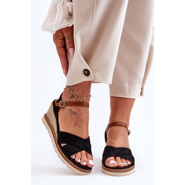 Sandales Compensées Daim Léger Noir Celine 1