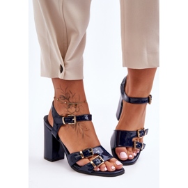 S. BARSKI Sandales Talons Laqués S.Barski 80-3 Bleu Marine 1