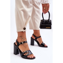 S. BARSKI Sandales Laquées S.Barski 80-3 Talons Hauts Noir 1