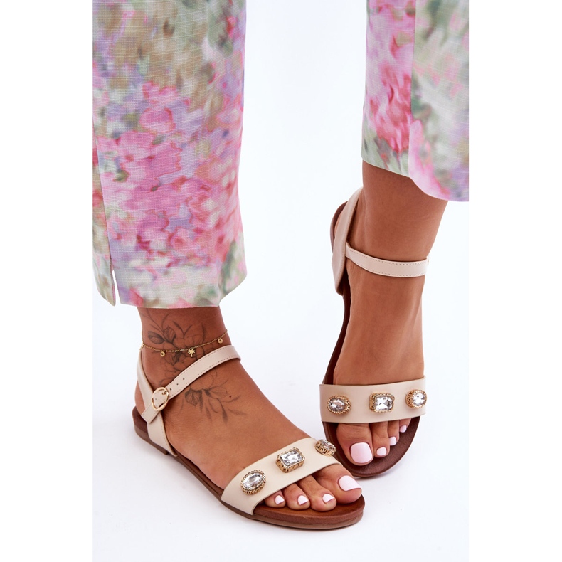 Sandales Classiques Femme Avec Ornements S.Barski SS27-79 Beige noir 1