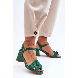 S. BARSKI Sandales Daim Avec Fleur S.Barski 04 Vert 1