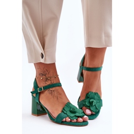S. BARSKI Sandales Daim Avec Fleur S.Barski 04 Vert 2