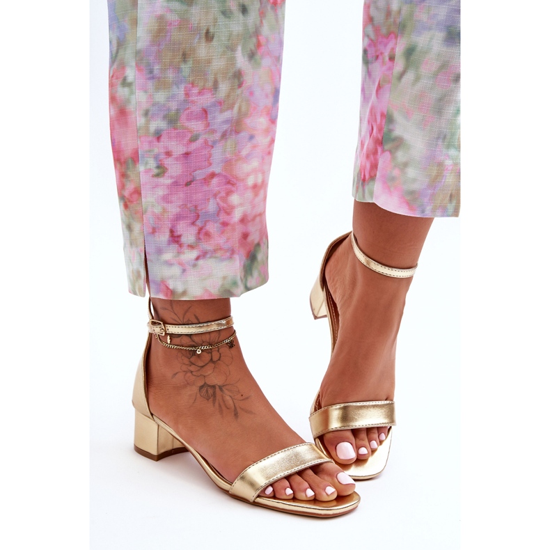 Sandales en cuir à talons or uni Inspire Me! doré 2