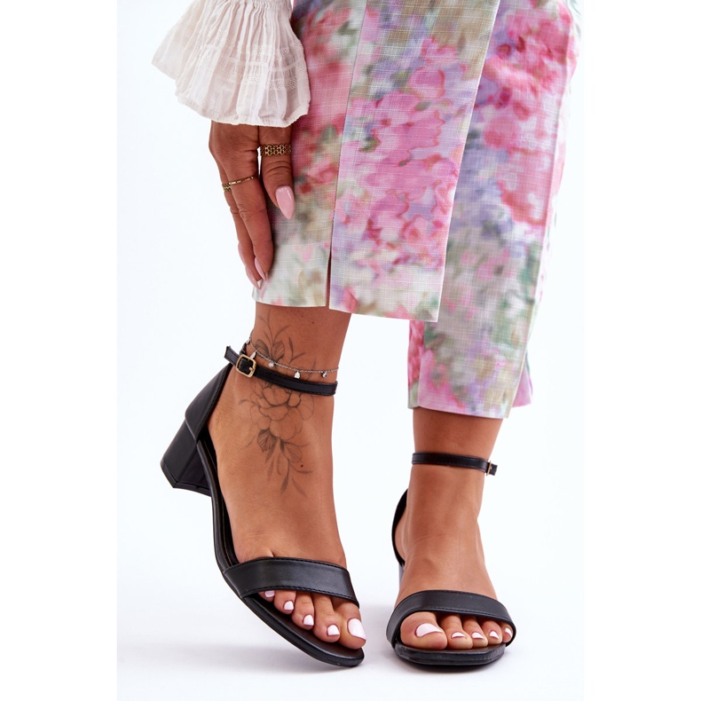 Sandales à talons en cuir uni noir Inspire Me! le noir 1