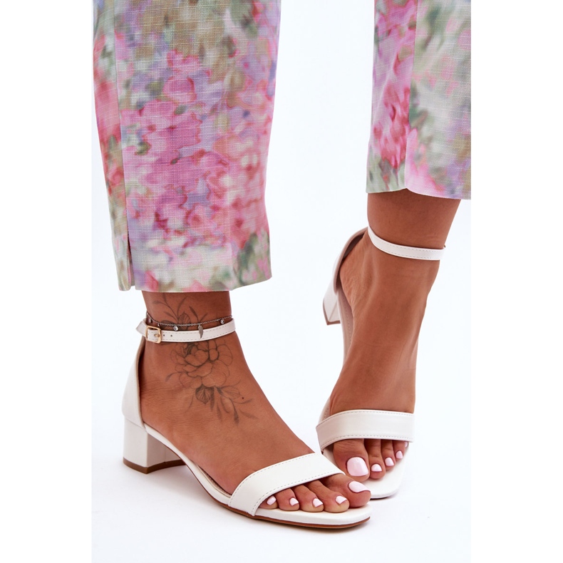 Sandales à Talons en Cuir Blanc Uni Inspire Me! 1