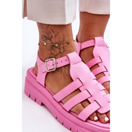 FS1 Sandales plates en cuir à brides roses Diosa 2