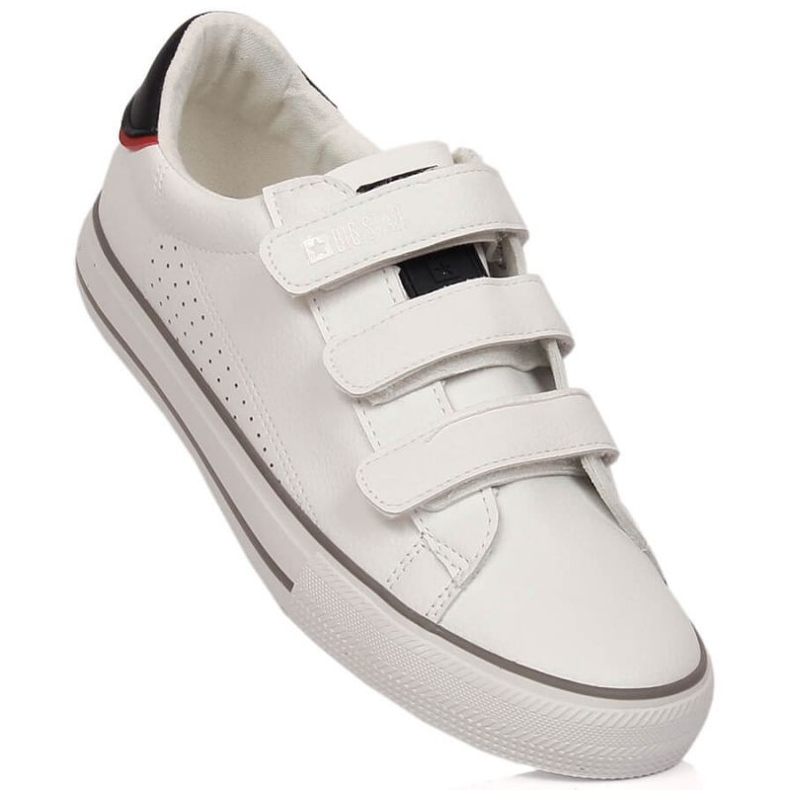 Baskets en cuir écologique avec velcro Big Star W INT1843A blanc blanche 1 Baskets en cuir écologique avec velcro Big Star W INT1843A blanc blanche 1