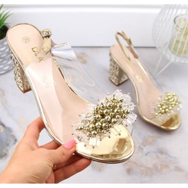 Sandales femme transparentes sur tige dorée avec perles S.Barski MR1037-19 d'or 1 Sandales femme transparentes sur tige dorée avec perles S.Barski MR1037-19 d'or 1