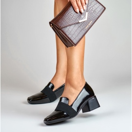 La.Fi Escarpins en cuir verni à petits talons noir 1