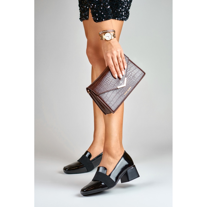 La.Fi Escarpins en cuir verni à petits talons noir 2