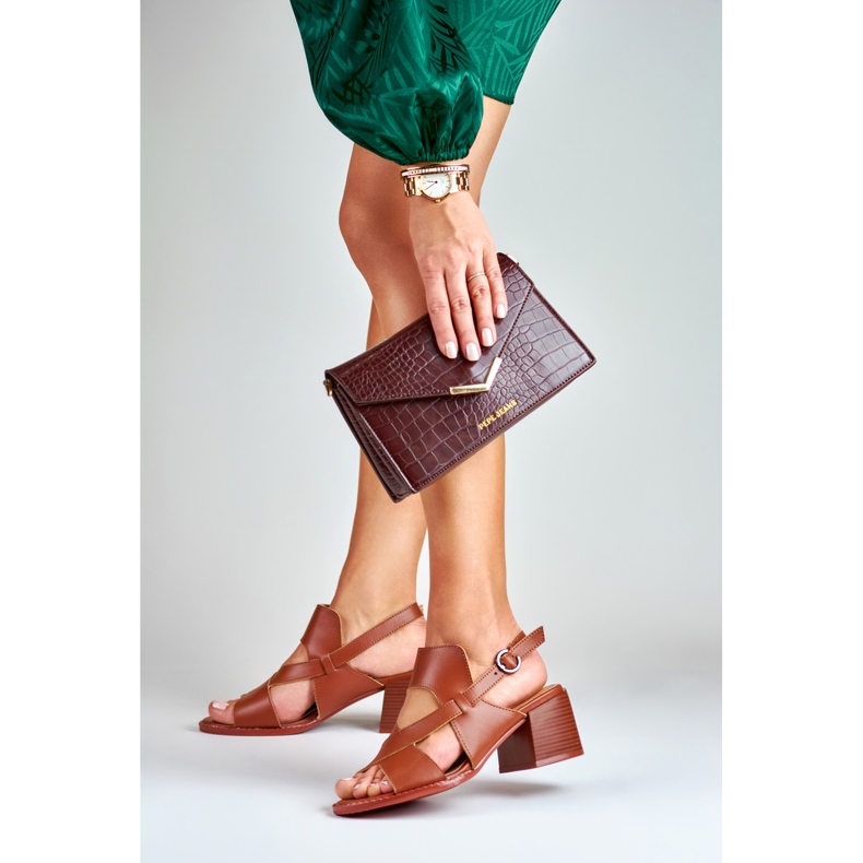 La.Fi Sandales à talons en cuir marron brun 2