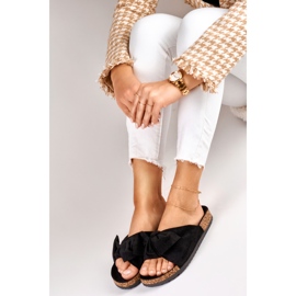 Pantoufles noires classiques avec un nœud 2