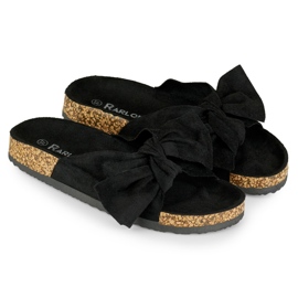 Pantoufles noires classiques avec un nœud le noir 5