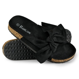 Pantoufles noires classiques avec un nœud le noir 6