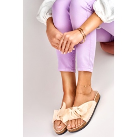 Chaussons beiges classiques avec un nœud 4