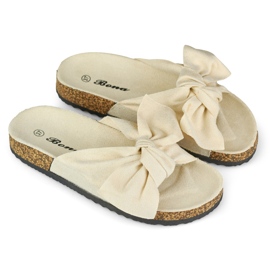 Chaussons beiges classiques avec un nœud 1
