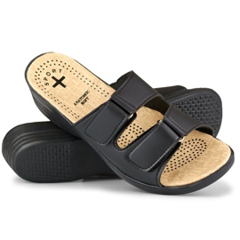 Chaussons confortables pour femmes avec velcro noir le noir 4