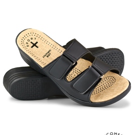 Chaussons confortables pour femmes avec velcro noir 1