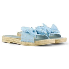 Chaussons femme bleus à nœud 2