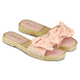 Chaussons femme roses à nœud 1 Chaussons femme roses à nœud 1