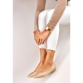 Ballerines brillantes dorées femme 2