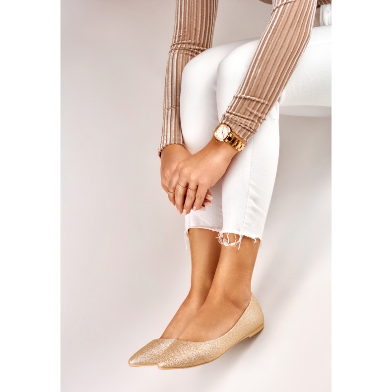 Ballerines brillantes dorées femme 2