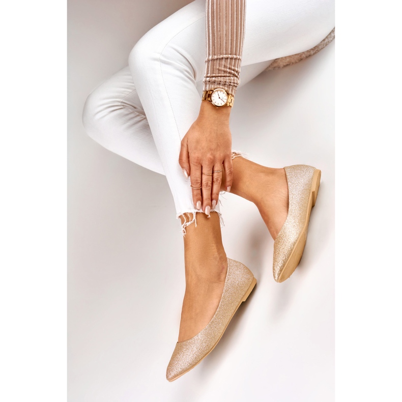 Ballerines brillantes dorées femme 1