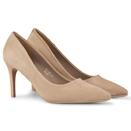 Escarpins classiques en daim beige foncé 5