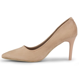 Escarpins classiques en daim beige foncé 4
