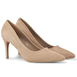 Escarpins classiques en daim beige foncé 6