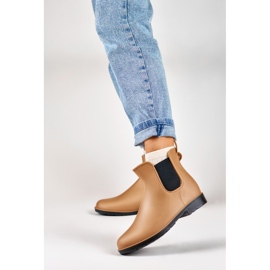 Bottes en caoutchouc beige foncé pour femmes 2