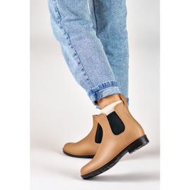 Bottes en caoutchouc beige foncé pour femmes 3