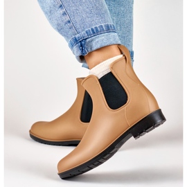 Bottes en caoutchouc beige foncé pour femmes 6
