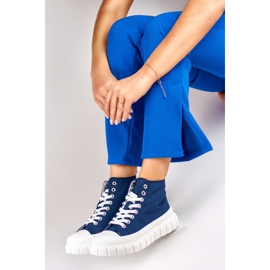 Baskets femme bleu marine au dessus de la cheville 1