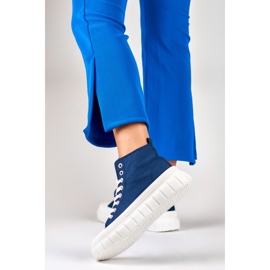 Baskets femme bleu marine au dessus de la cheville 2