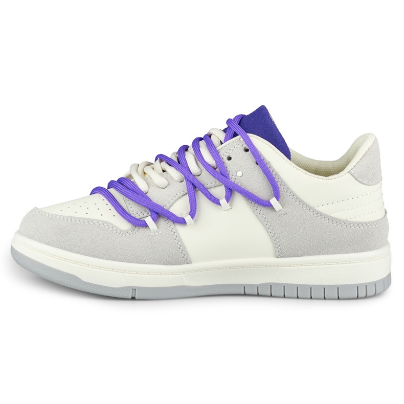 Baskets femme à lacets violets blanc 2