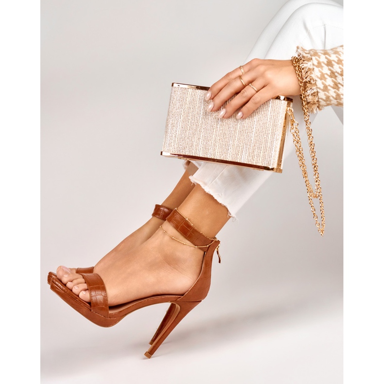 Sandales à talon femme caramel brun 2