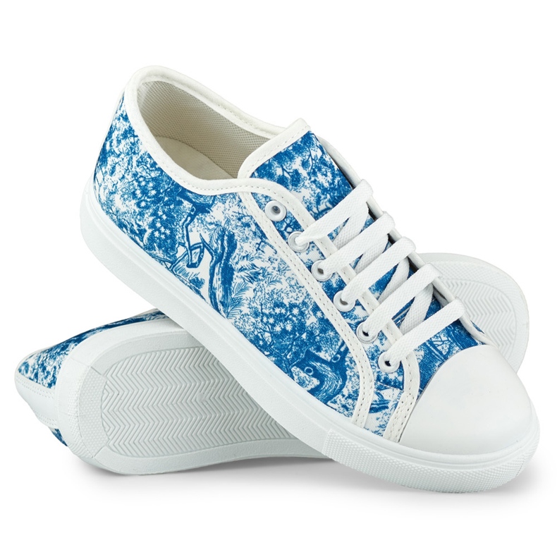 Baskets blanches et bleues pour femme 1