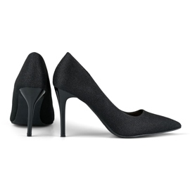 Talons hauts noirs élégants avec des paillettes légères 2