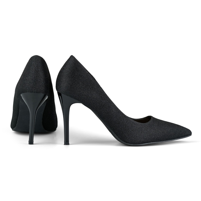 Talons hauts noirs élégants avec des paillettes légères le noir 2