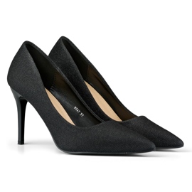 Talons hauts noirs élégants avec des paillettes légères le noir 1