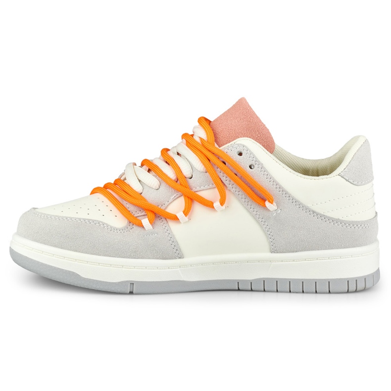 Baskets femme à lacets orange blanche 2