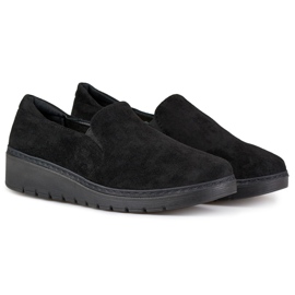 Chaussures noires en daim confortables pour femmes le noir 1