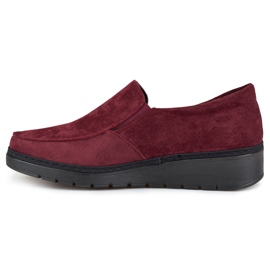 Mocassins confortables en daim bordeaux pour femme rouge 3