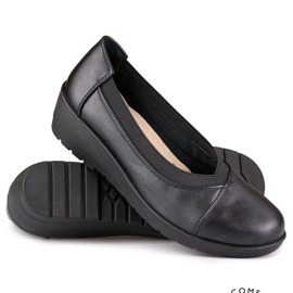 Chaussures élastiques confortables pour femmes en cuir écologique le noir 1 Chaussures élastiques confortables pour femmes en cuir écologique le noir 1